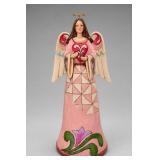 Painted Angel Figurine With Heart and Flower Motif