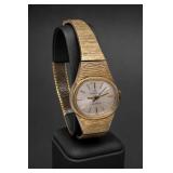 Gold-Tone Wristwatch With Textured Band