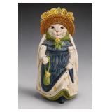 Hand-Painted Ceramic Cat Figurine With Bonnet