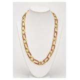 Gold-Tone and Red Link Necklace