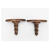Pair of Carved Wood Wall Shelves