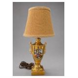 Gold-Tone Porcelain Table Lamp With Shade