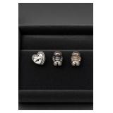 Three Metal Charms Including Heart and Figures