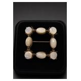 Square Brooch With Oval White Stones