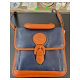 Navy and Brown Leather Crossbody Bag