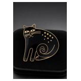 Black Cat Enamel Brooch Pin