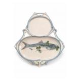 Hand-Painted Ceramic Fish Platter and Tray Set