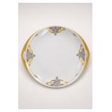 Decorative Porcelain Plate With Gold and Purple Accents