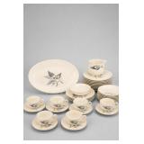 Floral Pattern Ceramic Dinnerware and Teacup Set