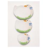 Set of Three Duck-Shaped Ceramic Plates