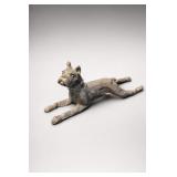 Painted Ceramic Lying Dog Figurine