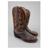 Brown Tooled Leather Cowboy Boots