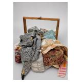Assorted Scarves and Fabric With Wooden Frame