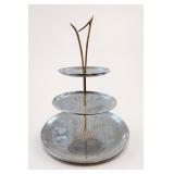 Three-Tier Metal and Glass Serving Tray