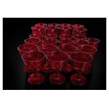Set Of Red Glass Stemmed Goblets