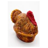 Brown Glazed Ceramic Turkey Covered Dish