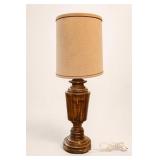 Wood Table Lamp With Tan Shade