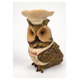 Owl Chef Figurine with “Kiss the Cook” Apron