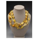 Yellow-Orange Multi-Strand Beaded Necklace