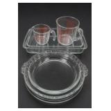 Five-Piece Glassware Lot with Pyrex Cups