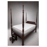 Queen Four-Poster Bed Set with Stool