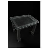 Glass-Top Metal Scrollwork End Table