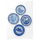 Blue-and-White Ceramic Plates 4pc