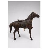 Dark Brown Horse Sculpture with Tack