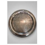 Round Floral-Scroll Silverplate Serving Tray