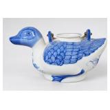 Hand-Painted Duck-Shaped Ceramic Teapot