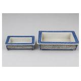 Blue-and-White Pierced Ceramic Trays