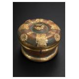 Painted Wood & Brass Parrotts Trinket Box