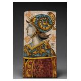 Italian Painted Ceramic Profile Woman Plaque