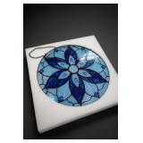 Blue Floral Stained-Glass Suncatcher