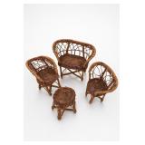 4-Piece Miniature Wicker Doll Furniture Set