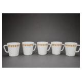 Pyrex Butterfly Gold Floral Handled Mugs