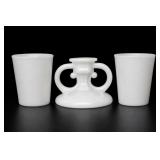 White Opaque Tumblers and Pedestal Vessel
