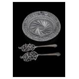 Cut-Glass Serving Dish and Spoons