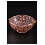 Jeannette Adam Pink Depression Glass Covered Bowl