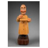 Anri Carved Wood Figure with Sign