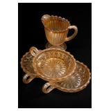 Amber Iridescent Pressed-Glass Servingware