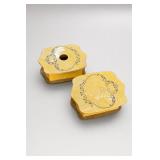 Yellow Celluloid Hair Receiver & Powder Box