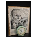 Westclox Big Ben Mint-Green Alarm Clock & Ad