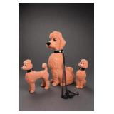 Orange Flocked Poodle Figure Trio