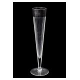 Tall Clear Glass Stemmed Vase, Silver-Tone Band