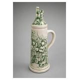Green Decorated Lidded Ceramic Stein