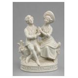 German Crown-over-N White Porcelain Figure Group