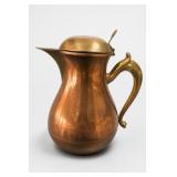 Copper and Brass Lidded Coffee Pot