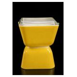 Yellow Glass Refrigerator Dishes with Ribbed Lids