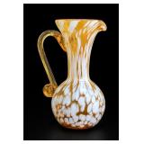 1960s hand blown spatter glass mini Mid pitcher